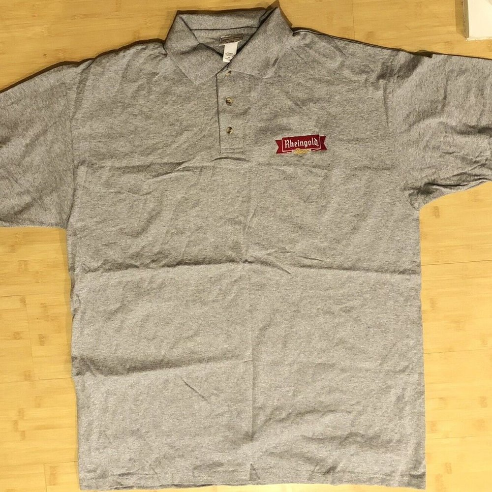 NEW! Rheingold Beer NYC Grey Polo Knit Shirt men’s XL RARE!